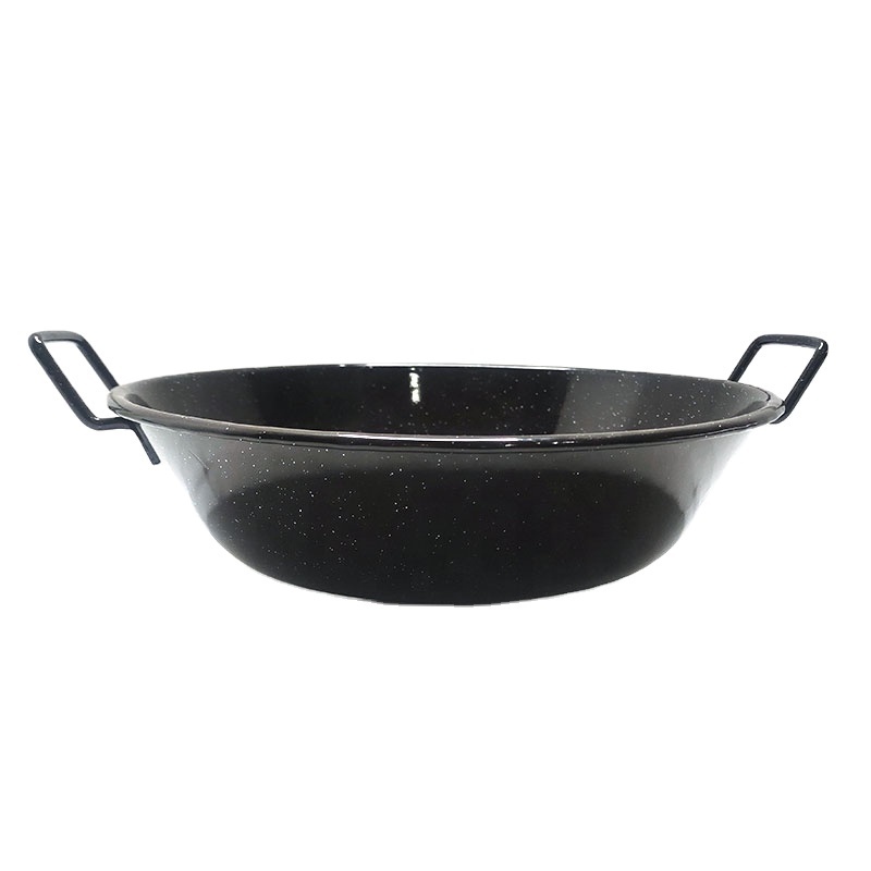 Double Sided Enamel Paella Pan 32 cm Eco Friendly Paella Pans Pasta Plates Non Stick Paella Grill Used in Seafood Restaurant