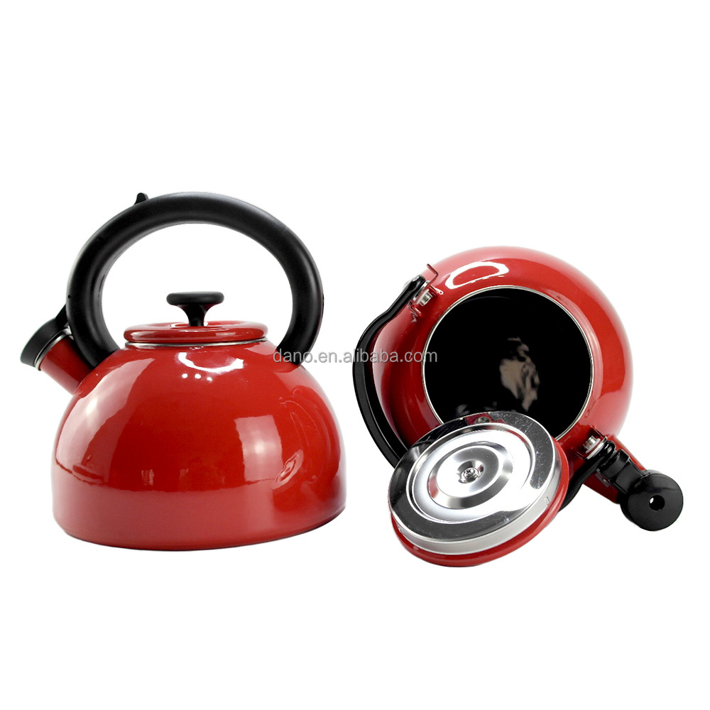 Enamel Whisting kettle Carbon Steel classic red colour whistle kettle  Coffee tea kettle