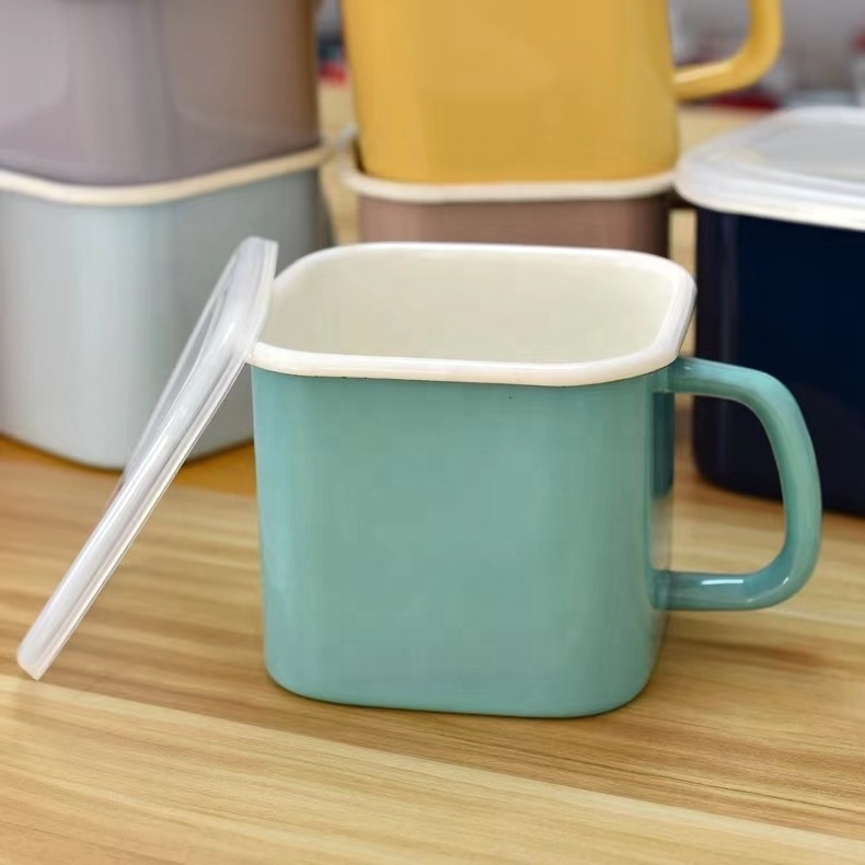 KitchenTableware Square Milk Boiling Pot Fast Food Enamel Noodle Pot High Quality a Pot for Boiling milk