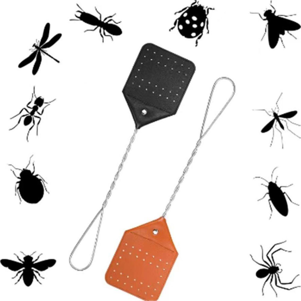 XG1218 DANQ 2022 Wire Handle And Leather Surface Insect Fly Swatter Bug zapper Catcher