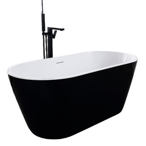 cUPC Factory the best  price / Quality  Black and white stacked acrylic oval shapes free standing bathtub 1495X745X600mm