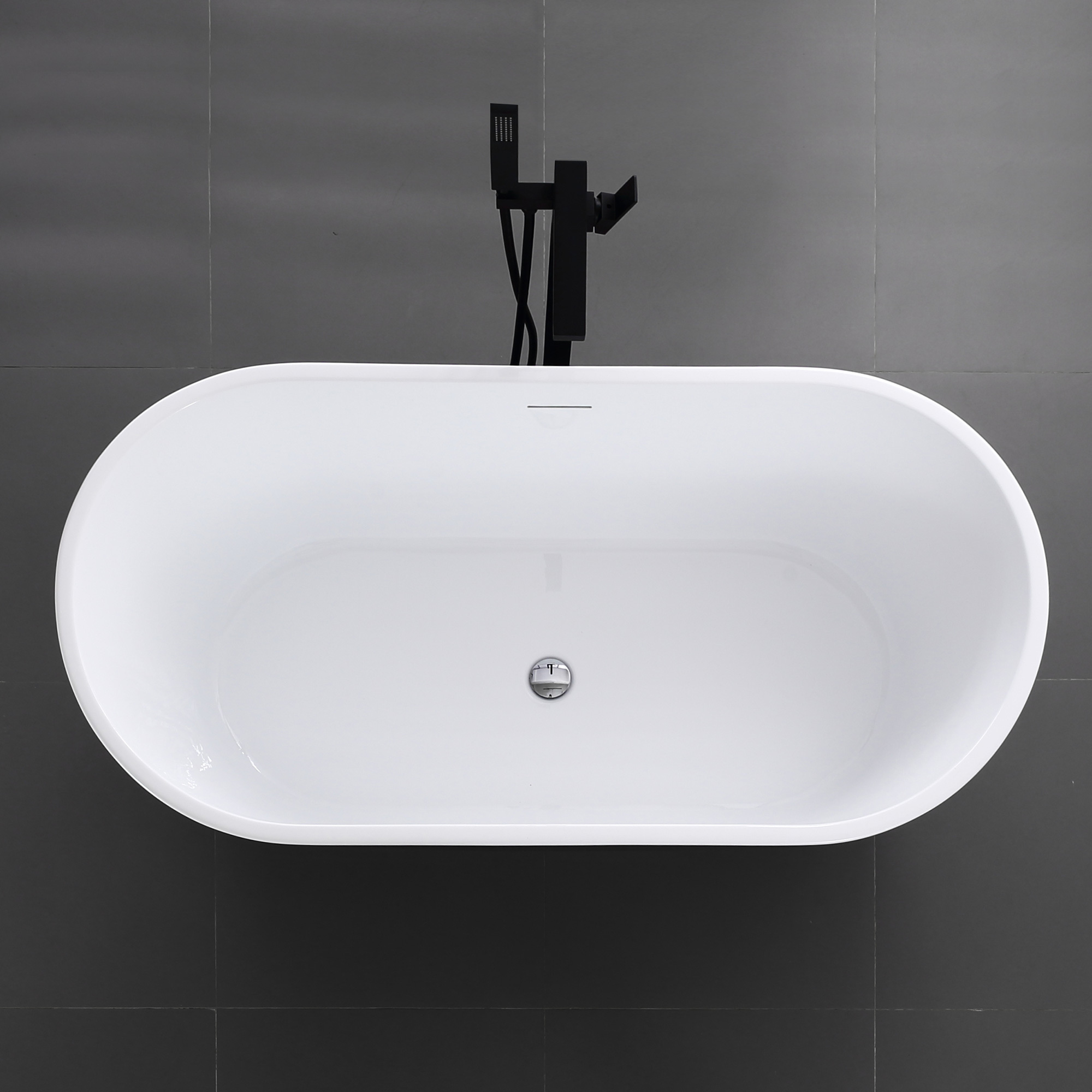 cUPC Factory the best  price / Quality  Black and white stacked acrylic oval shapes free standing bathtub 1495X745X600mm