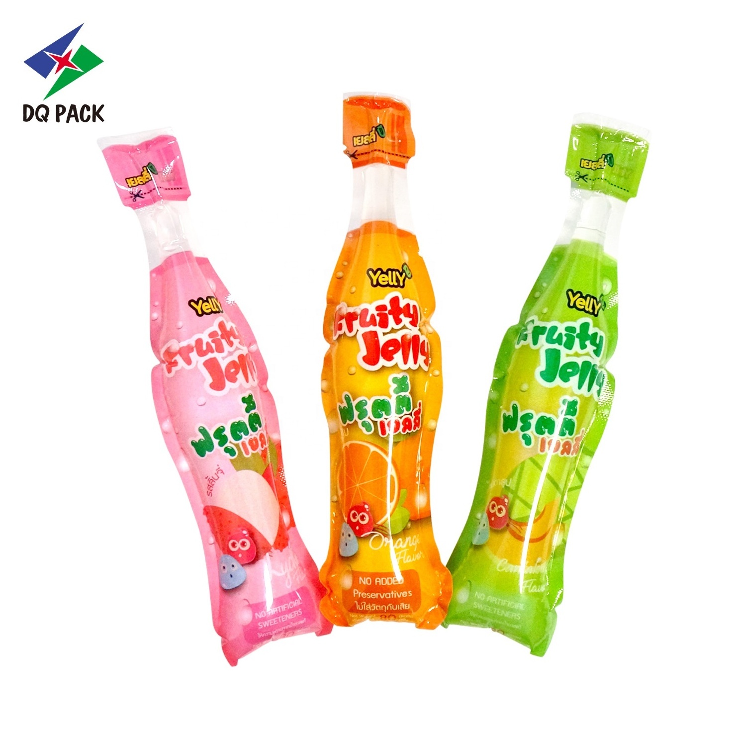 DQ PACK Custom flexible packaging 200ml Bottle Shape Jelly Juice Packaging Bag Pouch