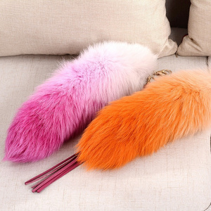 2023 hot selling 100% fox fur pendant fashion gradient fox tail with tassel bag pendant pendant mobile phone chain