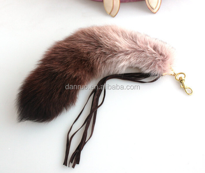 Fox Fur Tail Keychain / Colorful Fox Tail Keychain / Silver Fox