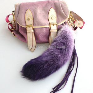 Fox Fur Tail Keychain / Colorful Fox Tail Keychain / Silver Fox