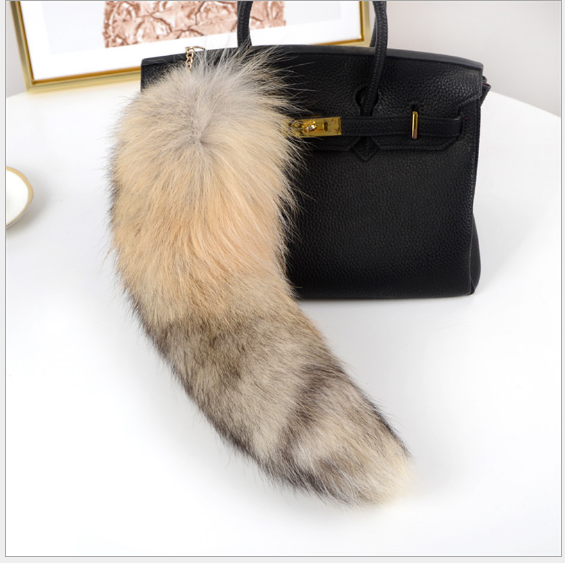 Top fashion lovely design wholesale natural white fox tail / fairy real fox fur tail keychain