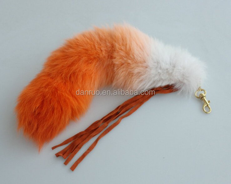 Fox Fur Tail Keychain / Colorful Fox Tail Keychain / Silver Fox