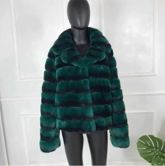 New Fashion Chinchilla skin  Fur Coat Full Sleeves Chinchilla Color High Quality 100% Genuine Chinchilla skin