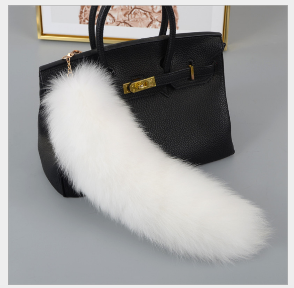 Top fashion lovely design wholesale natural white fox tail / fairy real fox fur tail keychain