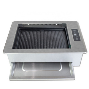 2023 Built in electric hotpot and bbq grill equipment with korean bbq grill table for restaurant use