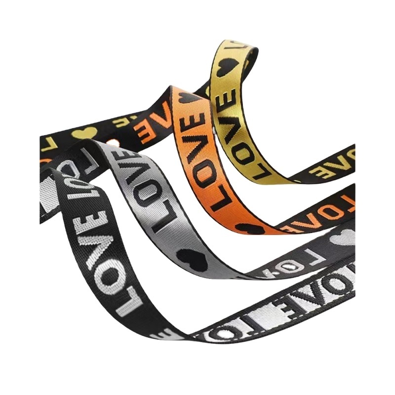 Low moq Factory Custom Woven logo Polyester Nylon Jacquard Webbing straps For Garment & bags & Luggage Belt