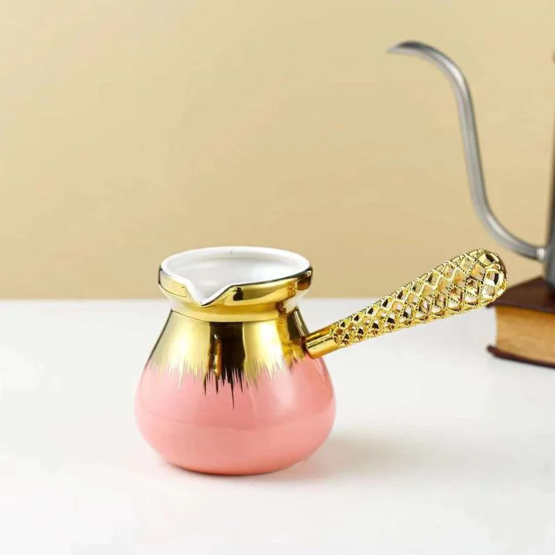 400Ml Luxury Pink Turkish Coffee Pot With Lid Dallah Arabic Coffee Pot Set