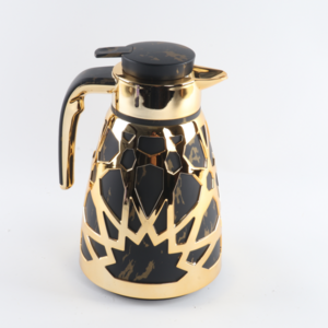 Coating 1L Dallah Arabic Coffee Pot Thermos Arabic Vacuum Flask Arabian Tea Coffee Pot Gold Luxury Customized Logo Color Box