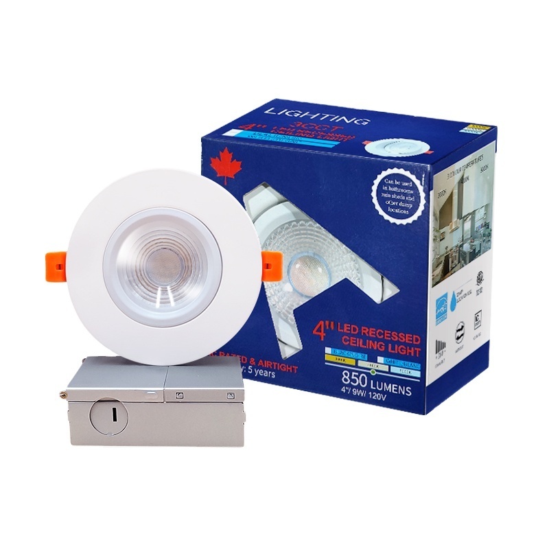 Damp Location Swivel Canless Downlight 4inch 12W Dimmable 5CCT 360 Degree Eyeball Downlight