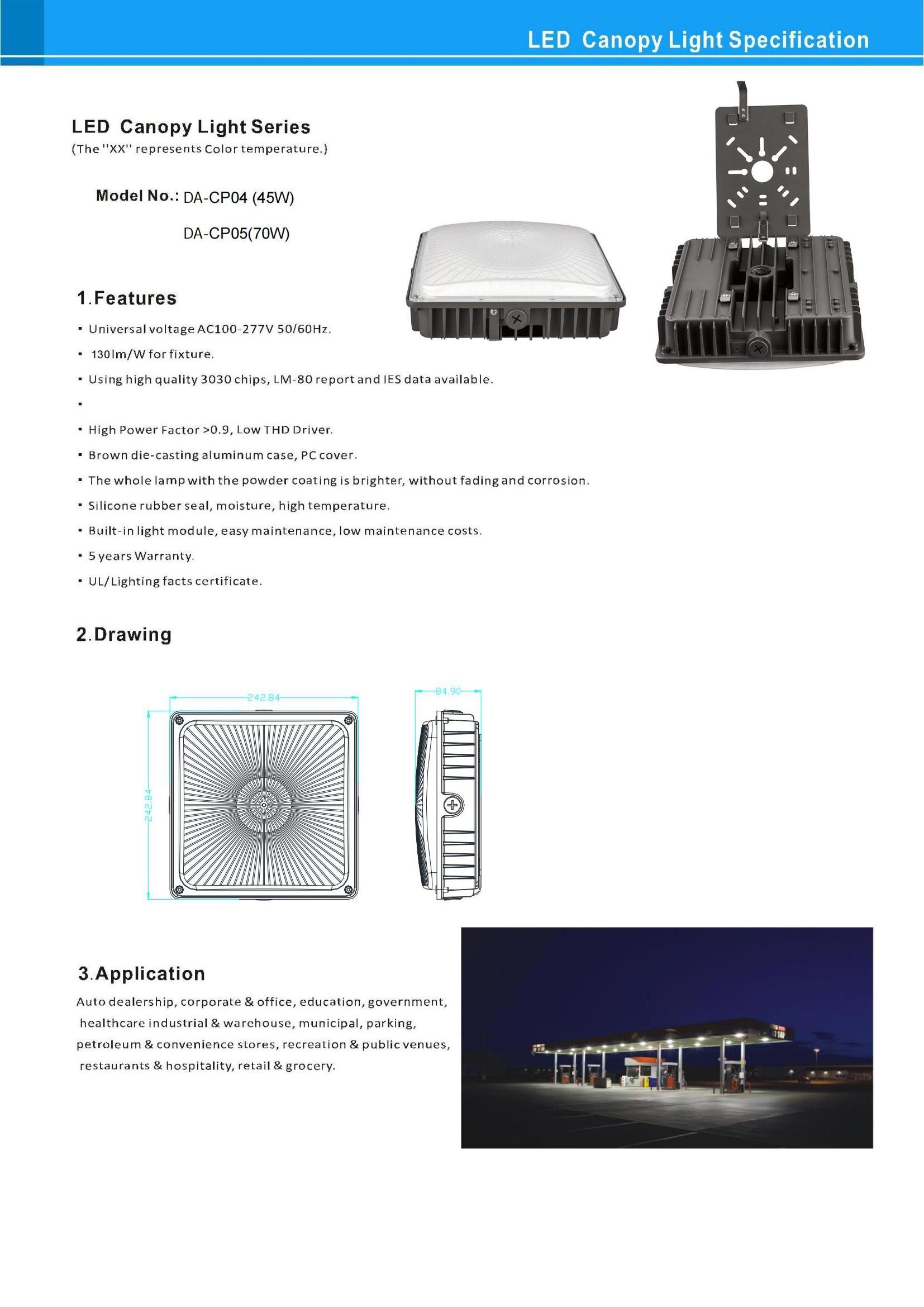 45W  CE ETL FCC LED Canopy lighting light