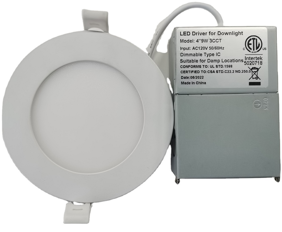 ETL T24  FCC 347V 277V 4 inch 9W 750lm LED Recessed Low Profile Slim Panel Light