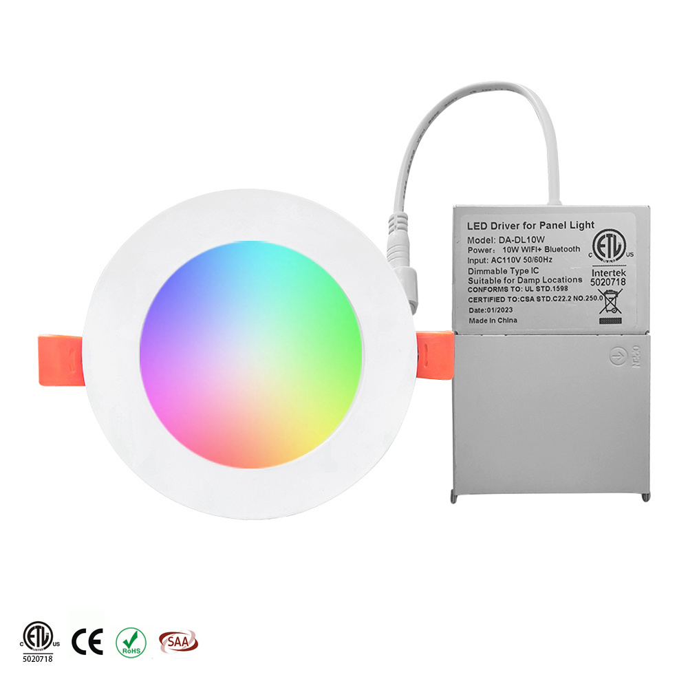 DANS Tuya App Control 9W Dimmable Recessed Ceiling Downlight Colorful IP44  RGB LED Panel Light