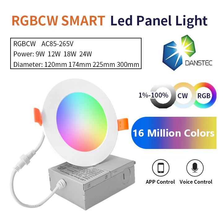 RGBCW Color Changeable Smart Ceiling Light Round 6'' Recessed Tuya Control LED Panel Lights