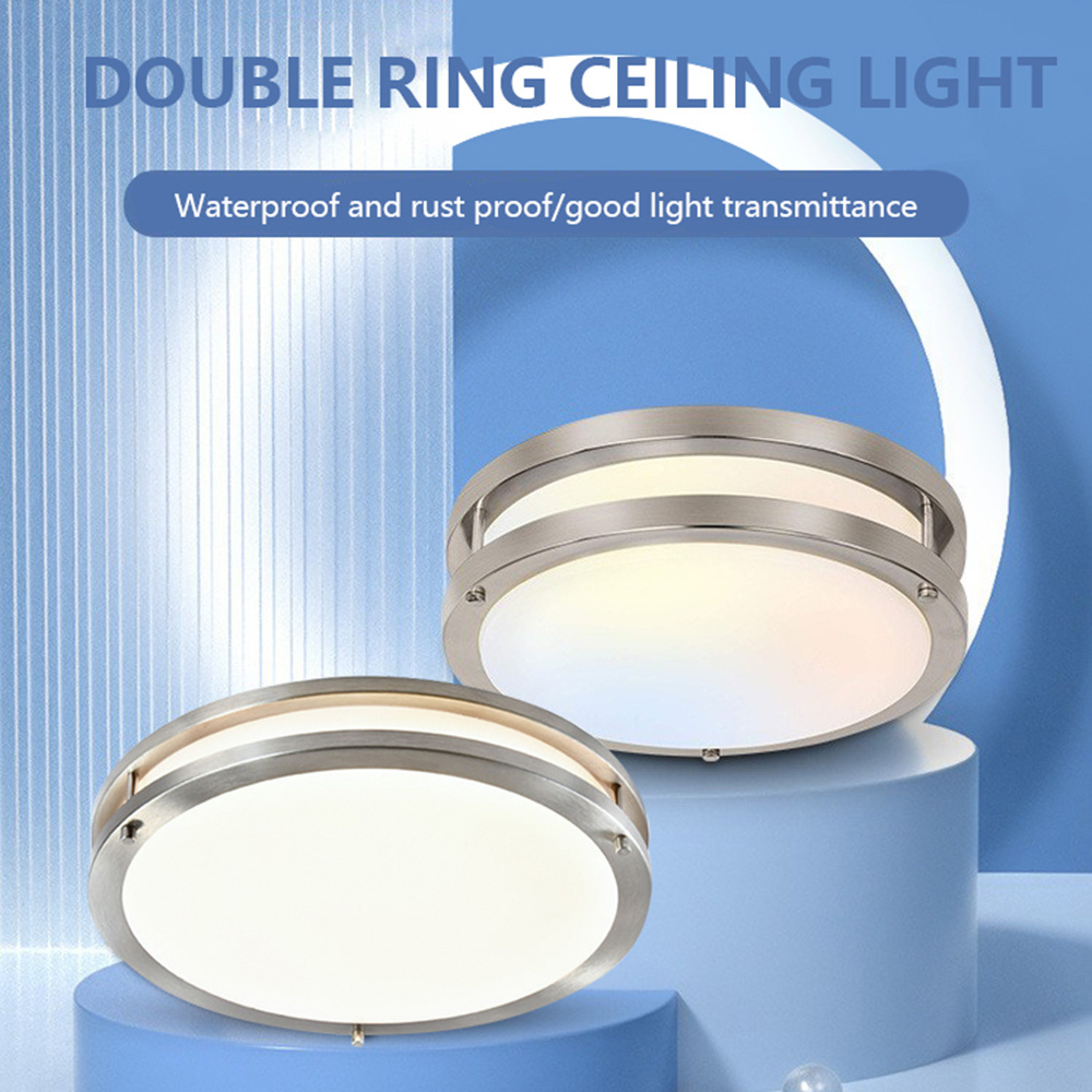 American Style 36W Dimmable CCT Selectable Circular Interior Ceiling Light  Flush Mount Double Ring Ceiling Light