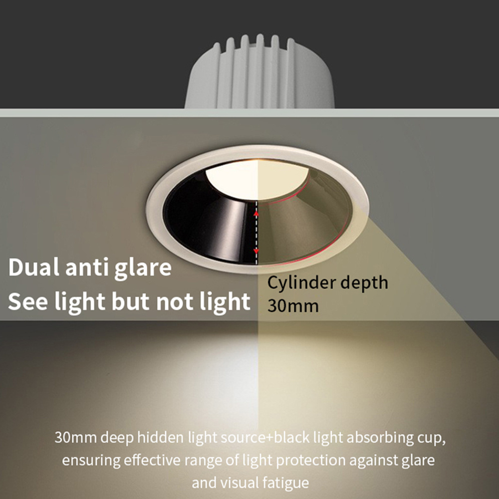 Ceiling Spotlight Flicker Free Aluminum Lamp Body DALI Dimmable 4inch 9W Anti-Glare LED Recessed Downlight with junction box