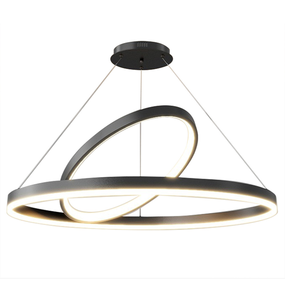 Commercial Ceiling Light Modern Double Ring Decorative Chandelier in White 50W LED Circular Pendant Light