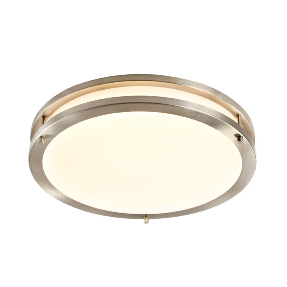 ETL Certification Brushed Nickel Finish Round Shape Double Ring Ceiling Light