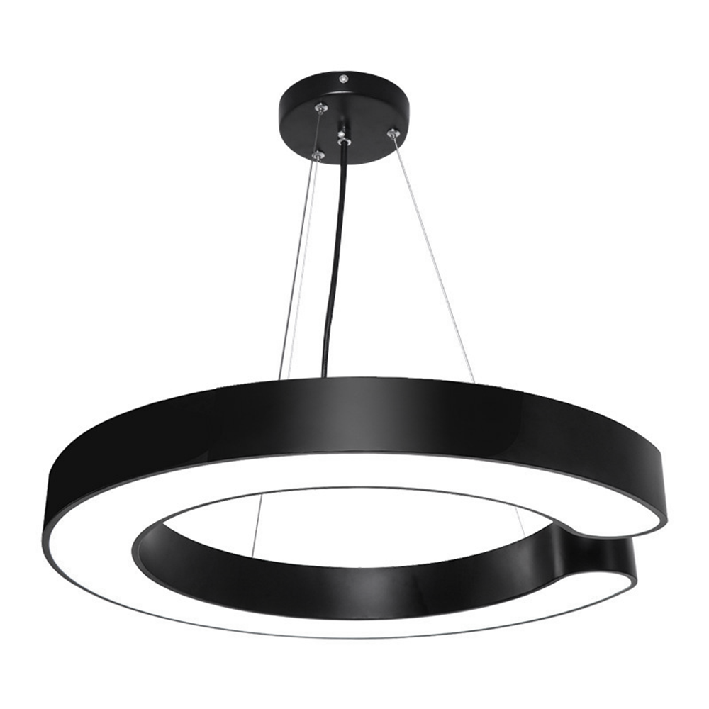 Office Conference Room Ceiling Light 36W 4000K Flicker-Free Black C-shaped LED Ceiling Pendant Light with EM Battery