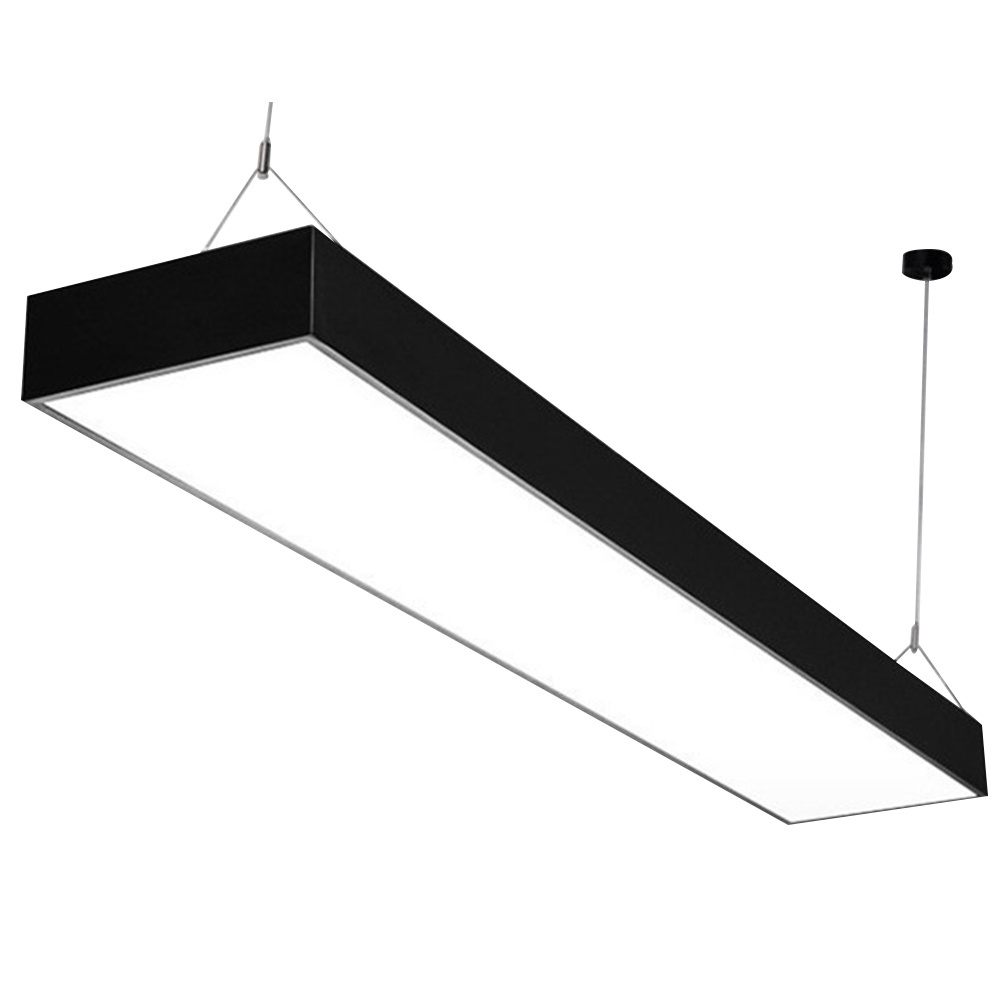 Architectural Linear Pendant Light Black White Profile Low EMF UGR 19  4500K 24w 4ft LED Linear Panel Light