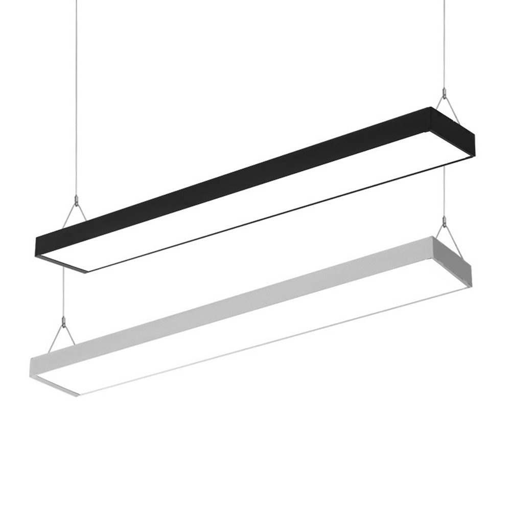 Architectural Linear Pendant Light Black White Profile Low EMF UGR 19  4500K 24w 4ft LED Linear Panel Light