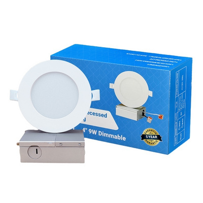 Hot Sale ETL Ultra Slim Dimmable 4 Inch LED Recessed Lighting Round Ceiling Panel light Junction Box Included