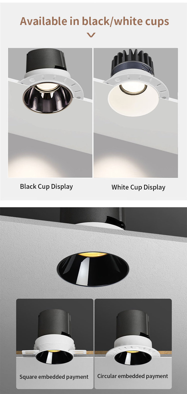 New Design Frameless Ceiling Recessed Downlight Cut Out 75mm CRI 90 9W Trimless LED COB Spotlight