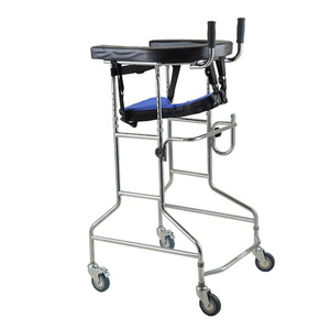 Anti rollover 4/6 wheels adult standing frame hemiplegia rehabilitation equipment women and men leg training walking aid walkers