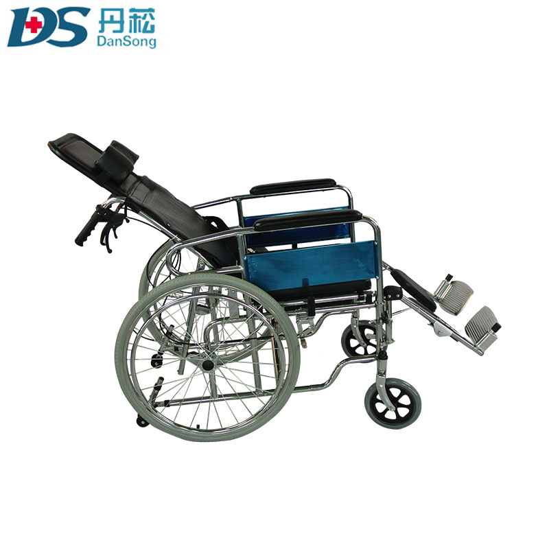 Lightweight big tires adjustable wheelchair stretcher with toilet