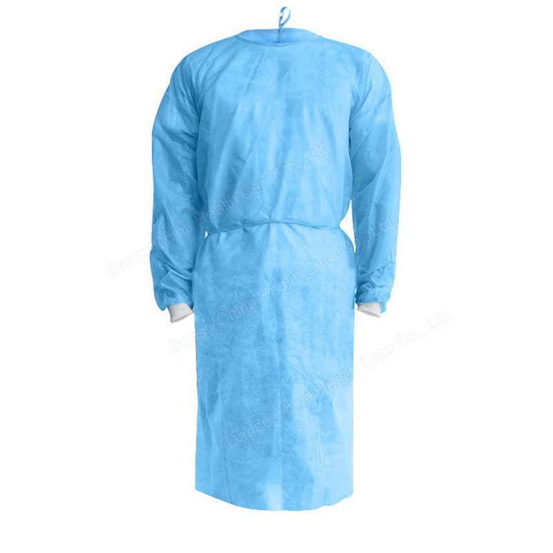 Medical CE Approved Apron with White Neckhole Disposable Knitted Cuff Level 1 Isolation Gown