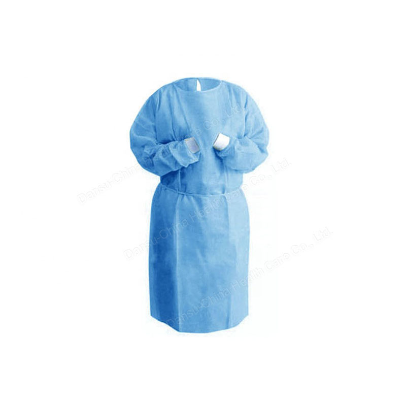 Medical CE Approved Apron with White Neckhole Disposable Knitted Cuff Level 1 Isolation Gown