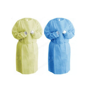 Medical CE Approved Apron with White Neckhole Disposable Knitted Cuff Level 1 Isolation Gown