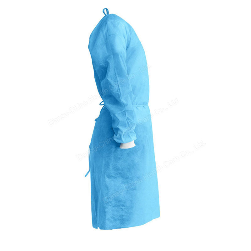 Medical CE Approved Apron with White Neckhole Disposable Knitted Cuff Level 1 Isolation Gown