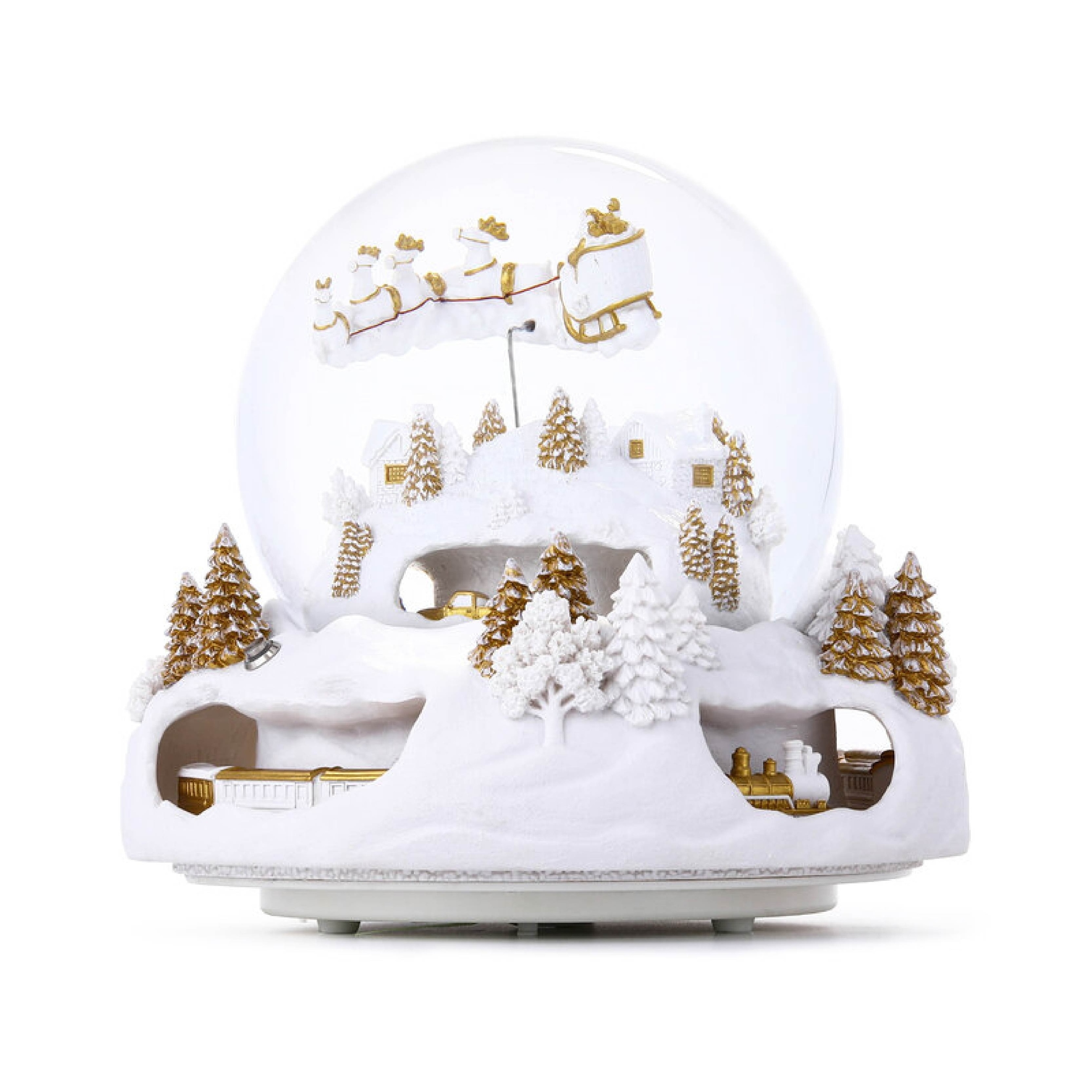 Custom Resin Christmas Snow Globe with Village Snow and Train Around Design for Gifts Decoration