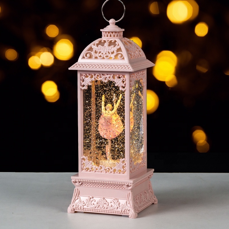 New Product Ballerina Resin Crafts Decorative Customized Crystal Musical Snow Globe Lantern for Gifts