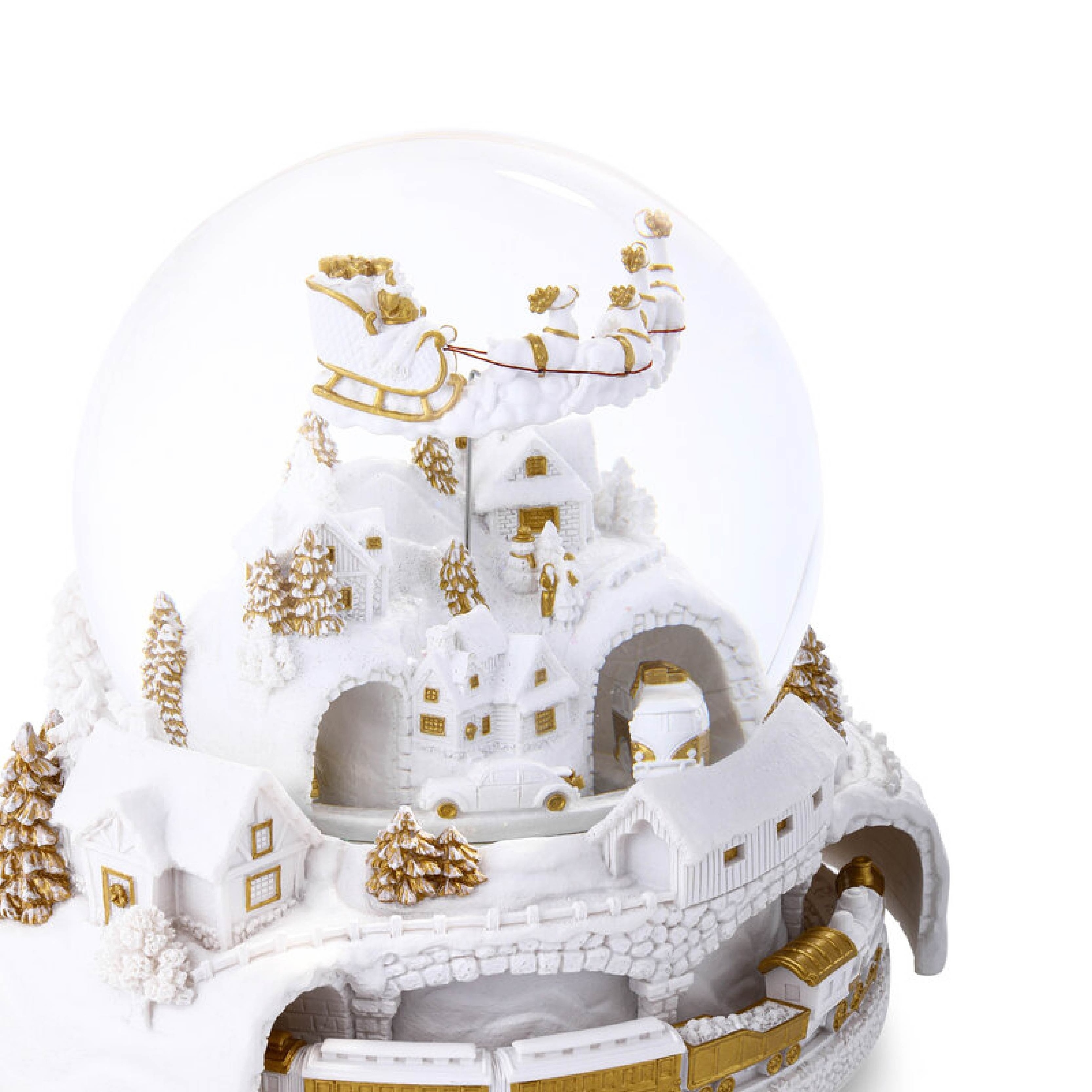 Custom Resin Christmas Snow Globe with Village Snow and Train Around Design for Gifts Decoration