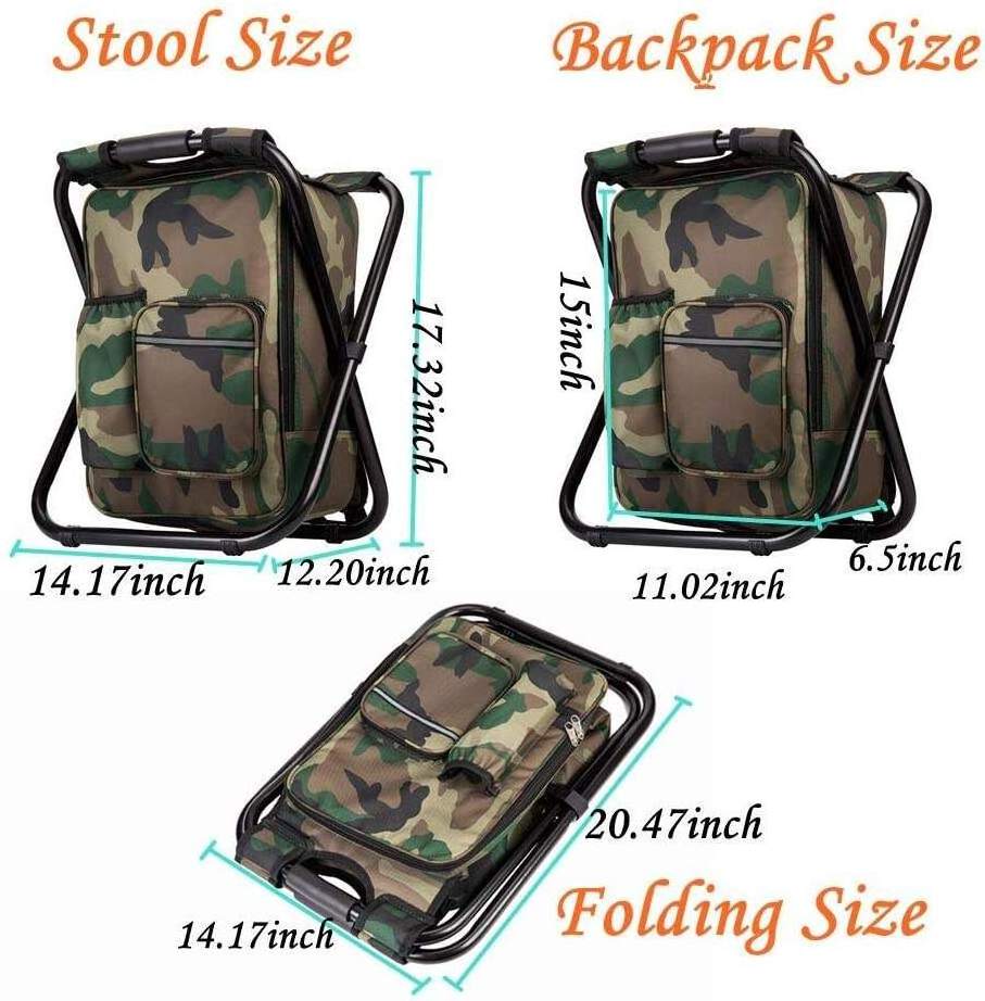 Multifunction Fishing Backpack Chair Portable Hiking Camouflage Camping Stool Folding Cooler Insulated cooler bag chair