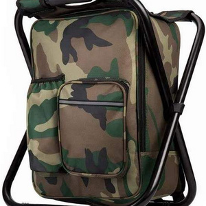 Multifunction Fishing Backpack Chair Portable Hiking Camouflage Camping Stool Folding Cooler Insulated cooler bag chair