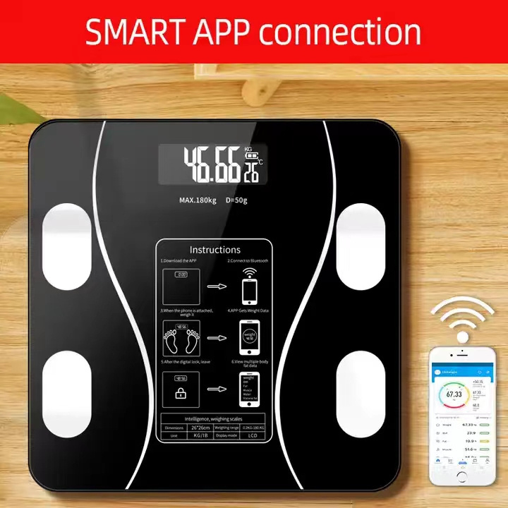 Best customized electronic smart personal body fat weight bathroom scale 180kg 400lbs with body analysis app