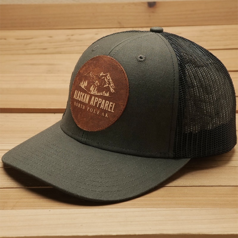 custom yupoong gorras 6-panel mesh baseball cap olive russell richardson 112 trucker hats with sewn pu leather patch