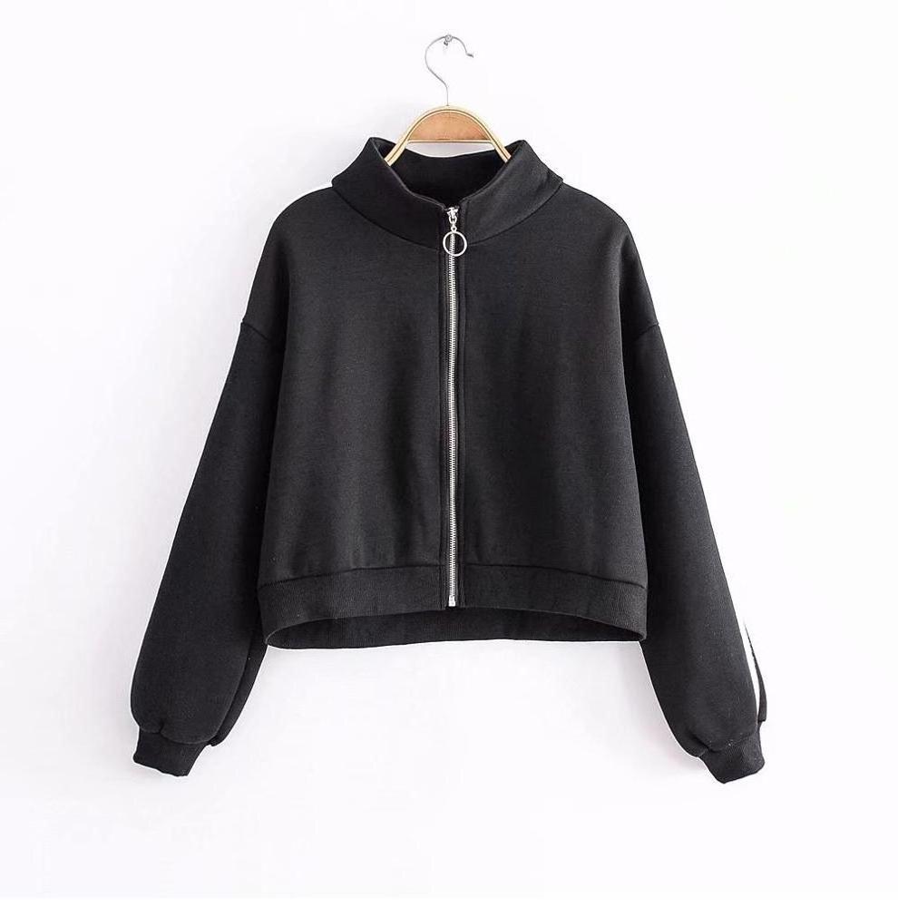 ladies female zipper sweatshirt no pocket gym sport zip up plain hoodies for women