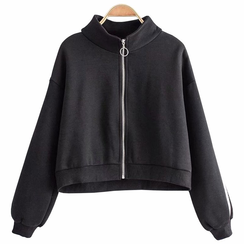 ladies female zipper sweatshirt no pocket gym sport zip up plain hoodies for women