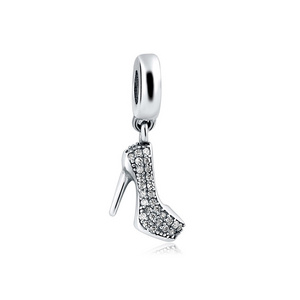 Fashion design 925 sterling silver high heeled shoes European charm bead