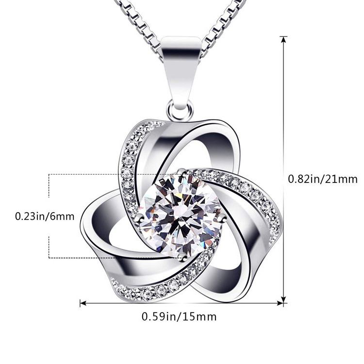 Women Jewellery 925 Sterling Silver Eternal Love Knot Pendant Necklace with Cubic Zirconia