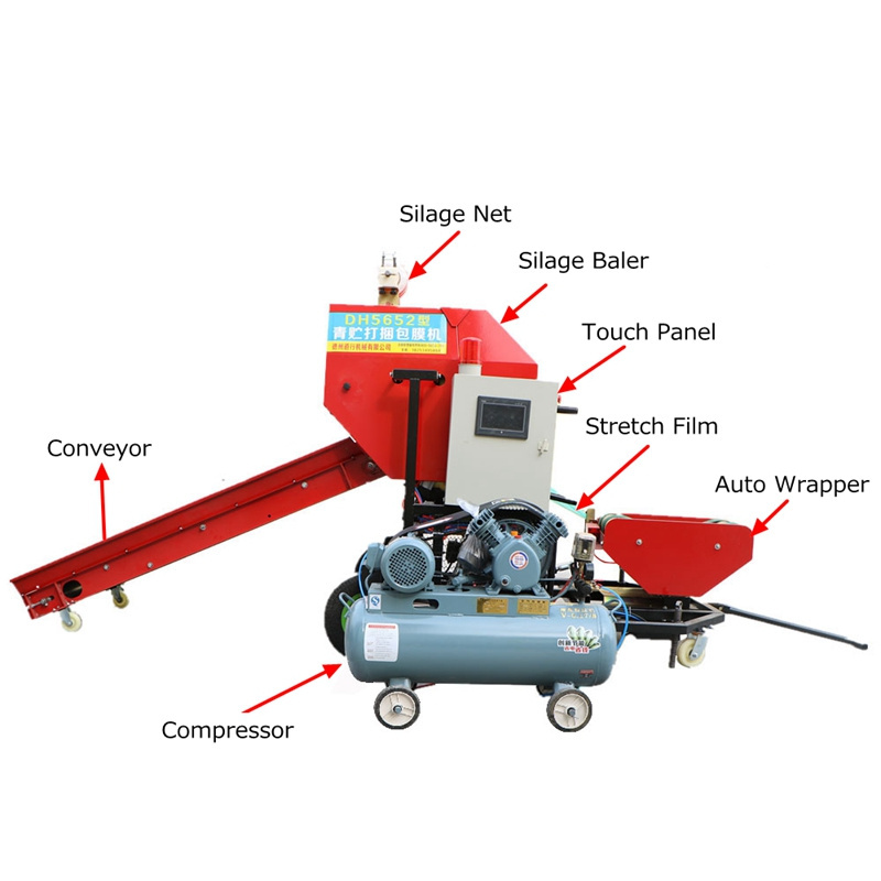 Touch panel silage bale wrapping machine mini round alfalfa baler